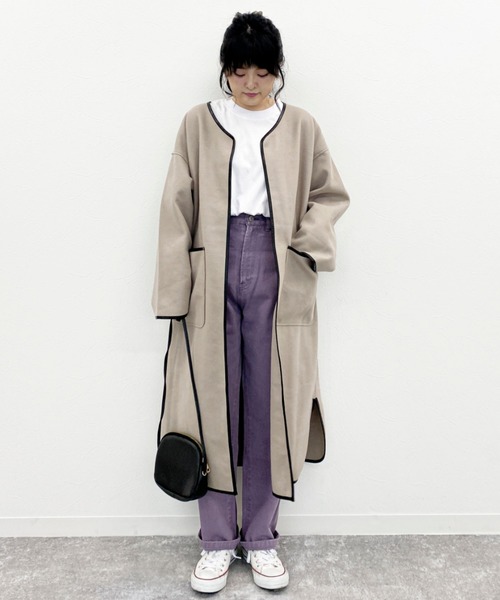 EPIMI E'PIMMY（エピミエピミー）の「パイピングロングコート（その他アウター・レディース・グレー系その他/モカ/ベージュ・MEDIUM）」の12枚目の写真