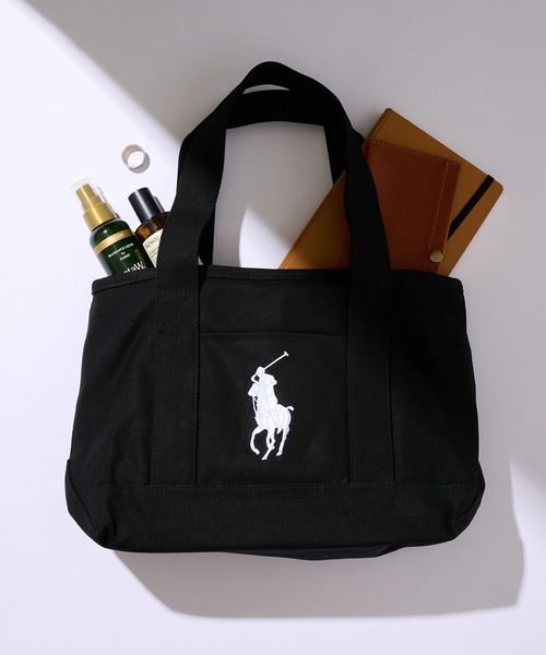 POLO RALPH LAUREN（ポロ ラルフ ローレン）の「【POLO RALPHLAUREN】ロイヤルキャンバス ミディアムトートバッグ M（トートバッグ・メンズ・ホワイト×ブラック/ホワイト×ネイビー/ブラック×ホワイト/ブラック×レッド/ネイビー/インディゴブルー/ホワイト×ピンク・FREE）」の4枚目の写真