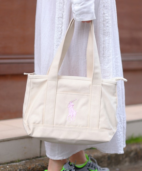 POLO RALPH LAUREN（ポロ ラルフ ローレン）の「【POLO RALPHLAUREN】ロイヤルキャンバス ミディアムトートバッグ M（トートバッグ・メンズ・ホワイト×ブラック/ホワイト×ネイビー/ブラック×ホワイト/ブラック×レッド/ネイビー/インディゴブルー/ホワイト×ピンク・FREE）」の3枚目の写真