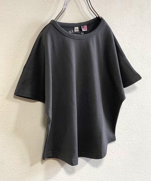 Life Support Products（ライフサポートプロダクツ）の「【コットンUSA】ドルマンTシャツ（80～160cm）（Tシャツ/カットソー・キッズ・ホワイト/ライトブルー/レッド/ミント/チャコール/ターコイズブルー/イエロー・90/100/110/120/80/130/95/140/150/160）」の3枚目の写真