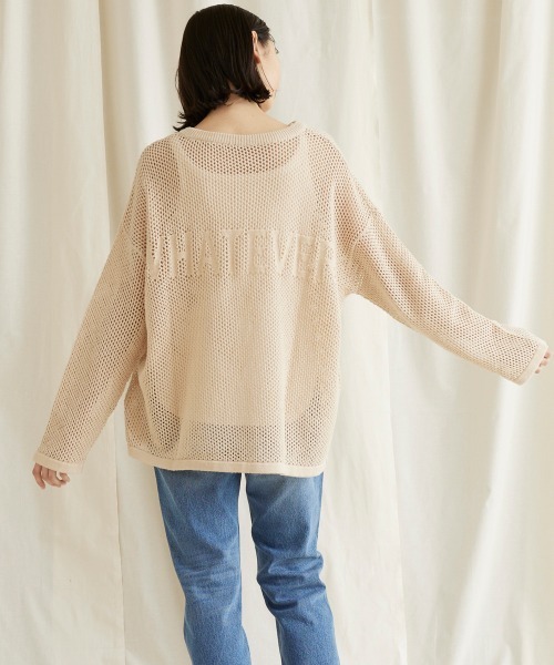 LIPSTAR（リップスター）の「バックロゴメッシュニット（ニット/セーター・レディース・ベージュ/グリーン/ブラック・M）」の3枚目の写真