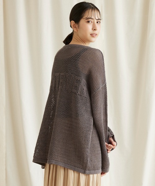 LIPSTAR（リップスター）の「バックロゴメッシュニット（ニット/セーター・レディース・ベージュ/グリーン/ブラック・M）」の2枚目の写真