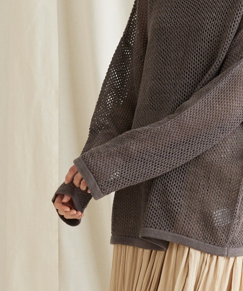 LIPSTAR（リップスター）の「バックロゴメッシュニット（ニット/セーター・レディース・ベージュ/グリーン/ブラック・M）」の4枚目の写真