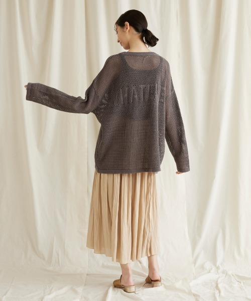 LIPSTAR（リップスター）の「バックロゴメッシュニット（ニット/セーター・レディース・ベージュ/グリーン/ブラック・M）」の8枚目の写真