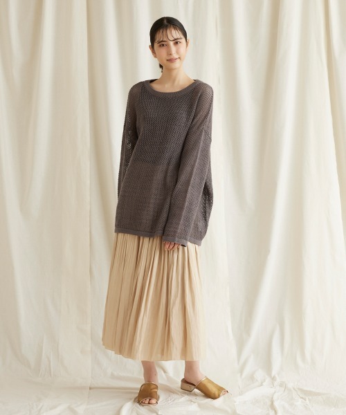 LIPSTAR（リップスター）の「バックロゴメッシュニット（ニット/セーター・レディース・ベージュ/グリーン/ブラック・M）」の9枚目の写真