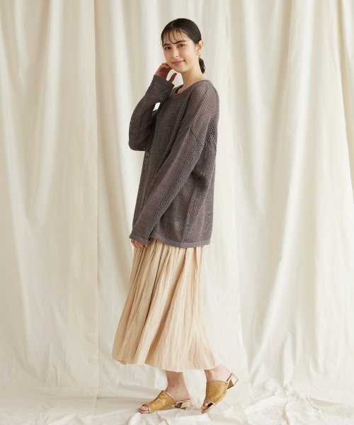 LIPSTAR（リップスター）の「バックロゴメッシュニット（ニット/セーター・レディース・ベージュ/グリーン/ブラック・M）」の10枚目の写真