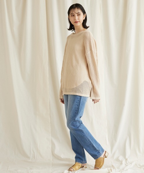 LIPSTAR（リップスター）の「バックロゴメッシュニット（ニット/セーター・レディース・ベージュ/グリーン/ブラック・M）」の11枚目の写真