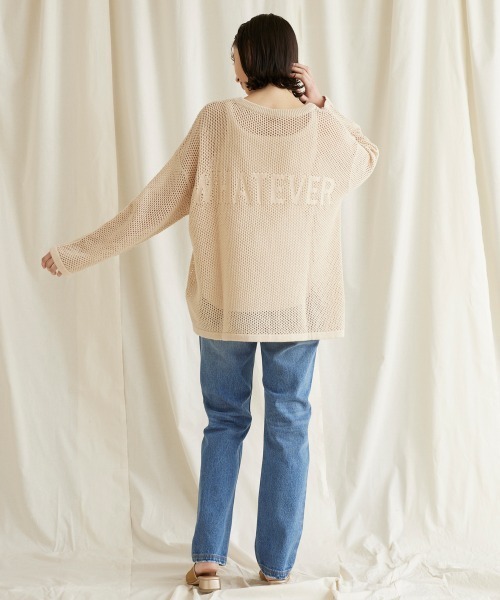 LIPSTAR（リップスター）の「バックロゴメッシュニット（ニット/セーター・レディース・ベージュ/グリーン/ブラック・M）」の13枚目の写真