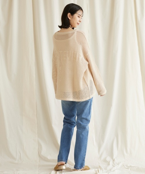 LIPSTAR（リップスター）の「バックロゴメッシュニット（ニット/セーター・レディース・ベージュ/グリーン/ブラック・M）」の14枚目の写真