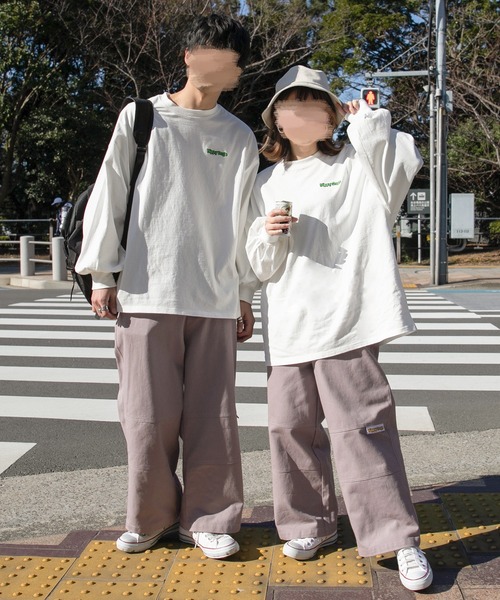 PairPair(ペアペア)の「【minagiコラボ】バックプリントBIGロンT(ユニセックス)(Tシャツ/カットソー・メンズ・オフホワイト/スミクロ/グレイッシュベージュ・FREE)」の14枚目の写真