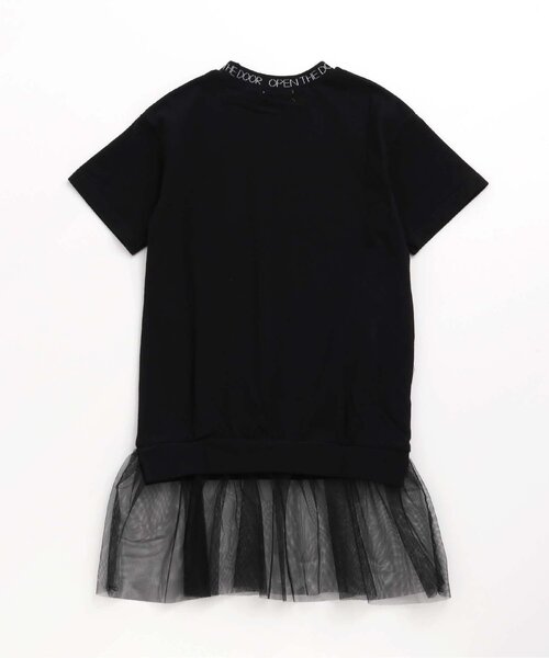 Otonato（オトナト）の「裾チュールTシャツワンピース【親子でおそろいリンクコーデ】（ワンピース・キッズ・オフホワイト/ブラック・130/120/110/90/100/140）」の4枚目の写真