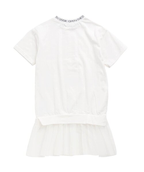 Otonato（オトナト）の「裾チュールTシャツワンピース【親子でおそろいリンクコーデ】（ワンピース・キッズ・オフホワイト/ブラック・130/120/110/90/100/140）」の3枚目の写真