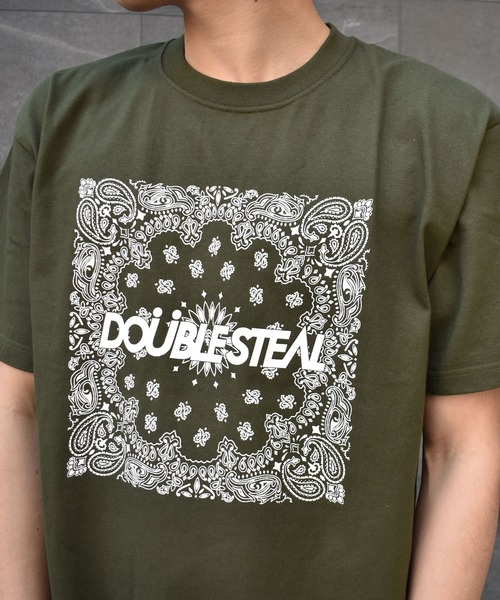 DOUBLE STEAL（ダブルスティール）の「BIG Paisley ヘビーウェイトTシャツ（Tシャツ/カットソー・メンズ・アーミー/ホワイト/トップグレー/ブラック・MEDIUM/XX-LARGE/X-LARGE/LARGE）」の4枚目の写真