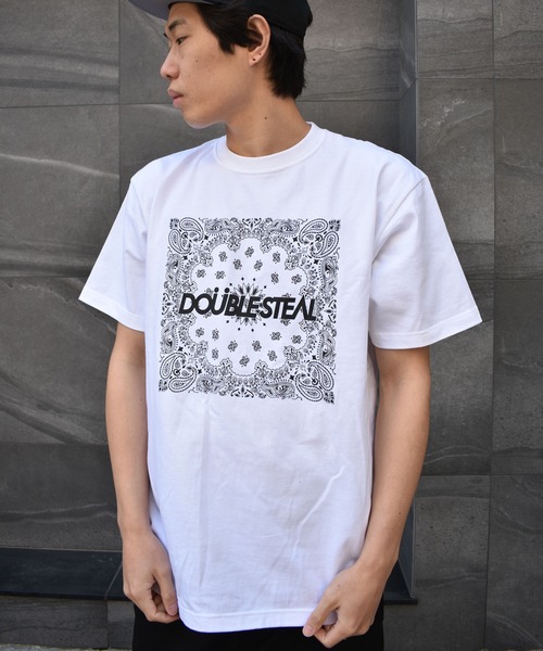 DOUBLE STEAL（ダブルスティール）の「BIG Paisley ヘビーウェイトTシャツ（Tシャツ/カットソー・メンズ・アーミー/ホワイト/トップグレー/ブラック・MEDIUM/XX-LARGE/X-LARGE/LARGE）」の12枚目の写真