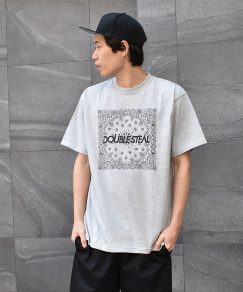 DOUBLE STEAL（ダブルスティール）の「BIG Paisley ヘビーウェイトTシャツ（Tシャツ/カットソー・メンズ・アーミー/ホワイト/トップグレー/ブラック・MEDIUM/XX-LARGE/X-LARGE/LARGE）」の14枚目の写真