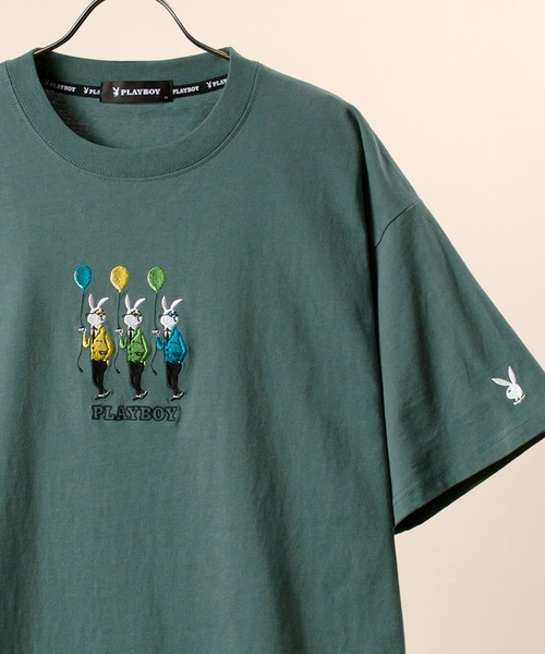 PLAYBOY(プレイボーイ)の「【PLAYBOY/プレイボーイ】刺繍半袖Tシャツ/フロント風船刺繍半袖Tシャツ(Tシャツ/カットソー・メンズ・ブラック系その他/グリーン/ベージュ/ホワイト/ホワイト系その他/ブラック・M/L)」の6枚目の写真