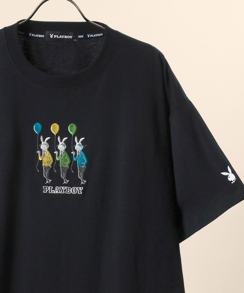 PLAYBOY(プレイボーイ)の「【PLAYBOY/プレイボーイ】刺繍半袖Tシャツ/フロント風船刺繍半袖Tシャツ(Tシャツ/カットソー・メンズ・ブラック系その他/グリーン/ベージュ/ホワイト/ホワイト系その他/ブラック・M/L)」の4枚目の写真