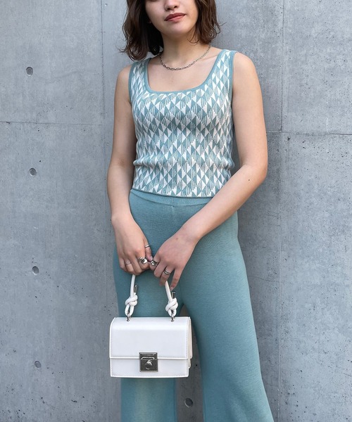 SPIRALGIRL（スパイラルガール）の「ジャガードニットセットアップ（ワンピース・レディース・ブラック/グリーン・FREE）」の6枚目の写真