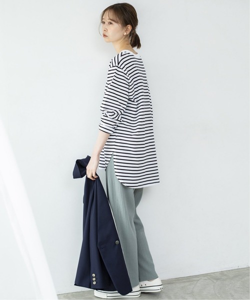 IENA（イエナ）の「ラウンドテールプルオーバー◆（Tシャツ/カットソー・レディース・ホワイト/ブラック系その他/ダークブルー・FREE）」の14枚目の写真