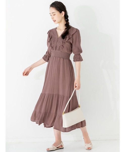 fifth（フィフス）の「楊柳フリルワンピース（ワンピース・レディース・ブラウン/カーキ・MEDIUM）」の2枚目の写真