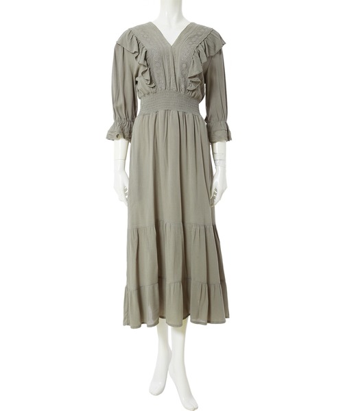 fifth（フィフス）の「楊柳フリルワンピース（ワンピース・レディース・ブラウン/カーキ・MEDIUM）」の4枚目の写真