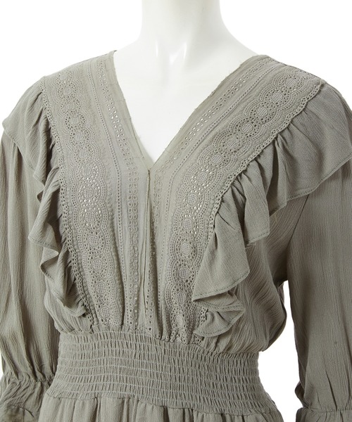 fifth（フィフス）の「楊柳フリルワンピース（ワンピース・レディース・ブラウン/カーキ・MEDIUM）」の3枚目の写真