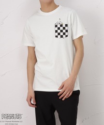 チェッカーフラッグ ポケット付き 半袖Tシャツ