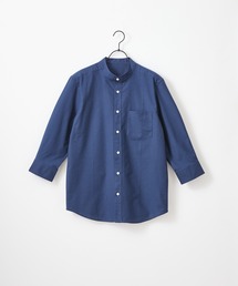 ハイストレッチオックスフォード バンドカラー3/4sleevesシャツ