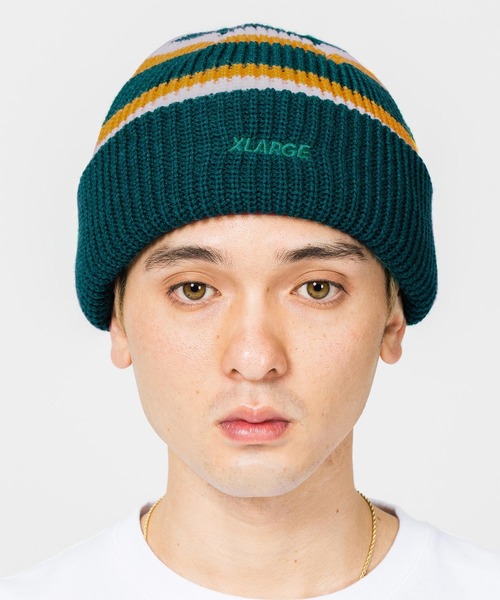 XLARGE（エクストララージ）の「STRIPED BEANIE（キャップ・メンズ・グリーン/ブラウン/ブラック・ONE SIZE）」の4枚目の写真