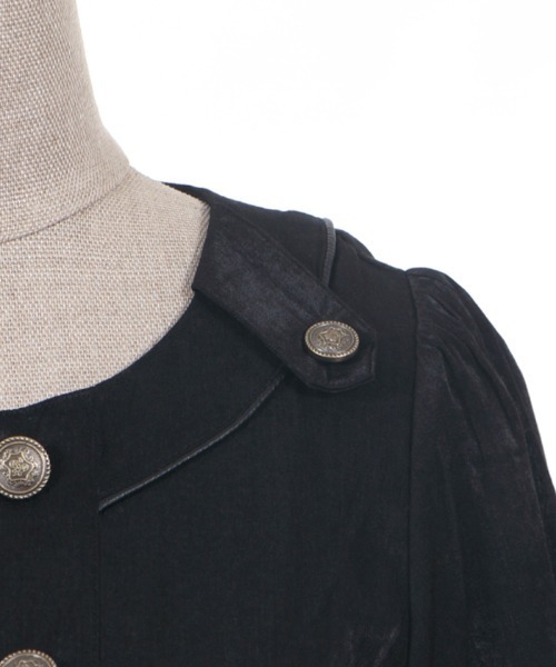 SAINT LAURENT ブラックベルベット半袖ワンピース