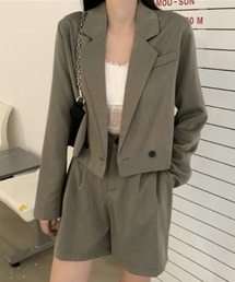 【セットアップ対応】ショート丈ダブルジャケット