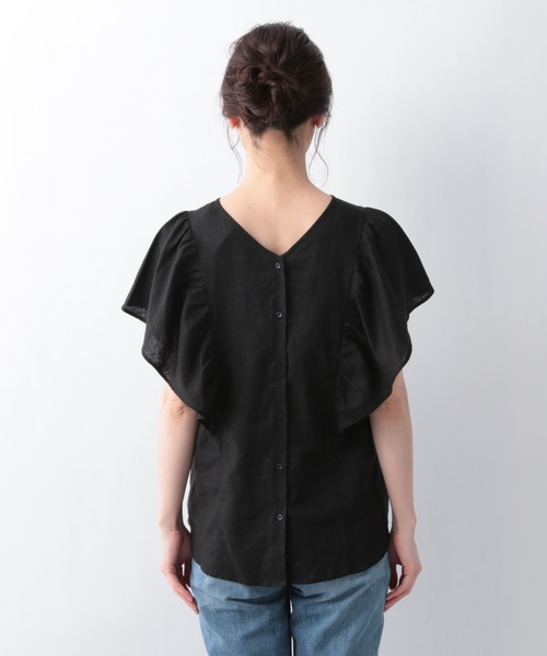 GLOBAL WORK（グローバルワーク）の「フレンチリネン混フリルブラウス/942769（シャツ/ブラウス・レディース・ホワイト/ブラック/ベージュ系その他/ブルー系その他/グレー系その他7・MEDIUM/LARGE）」の19枚目の写真