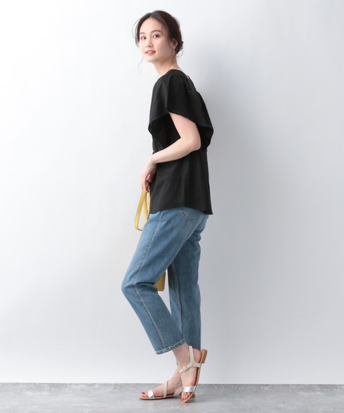 GLOBAL WORK（グローバルワーク）の「フレンチリネン混フリルブラウス/942769（シャツ/ブラウス・レディース・ホワイト/ブラック/ベージュ系その他/ブルー系その他/グレー系その他7・MEDIUM/LARGE）」の13枚目の写真