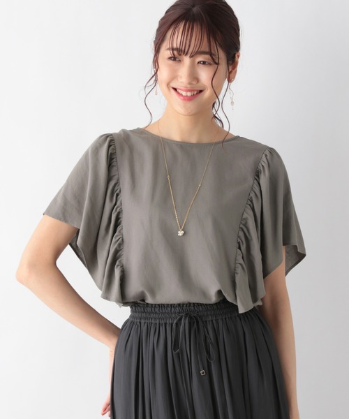 GLOBAL WORK（グローバルワーク）の「フレンチリネン混フリルブラウス/942769（シャツ/ブラウス・レディース・ホワイト/ブラック/ベージュ系その他/ブルー系その他/グレー系その他7・MEDIUM/LARGE）」の7枚目の写真