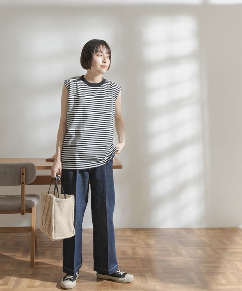 FORK&SPOON（フォークアンドスプーン）の「FORK&SPOON　アウトフィットノースリーブTシャツ（Tシャツ/カットソー・レディース・ブラック/ネイビー/オフホワイト・ONE）」の13枚目の写真