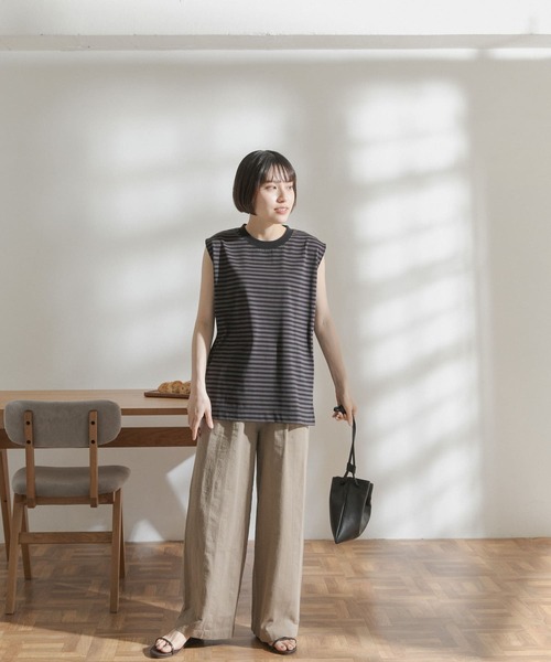 FORK&SPOON（フォークアンドスプーン）の「FORK&SPOON　アウトフィットノースリーブTシャツ（Tシャツ/カットソー・レディース・ブラック/ネイビー/オフホワイト・ONE）」の4枚目の写真