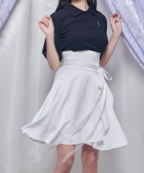Romansual（ロマンシュアル）の「Romansual/サテンバレリーナフレアスカート（スカート・レディース・ホワイト/ブラック・SMALL/MEDIUM）」の5枚目の写真