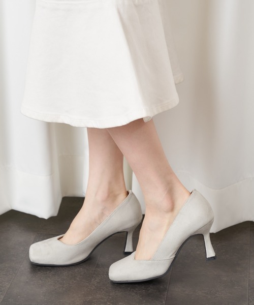 MIIA（ミーア）の「スクエアパンプス（パンプス・レディース・ライトグレー/ブラック/ピンク・M/L）」の3枚目の写真