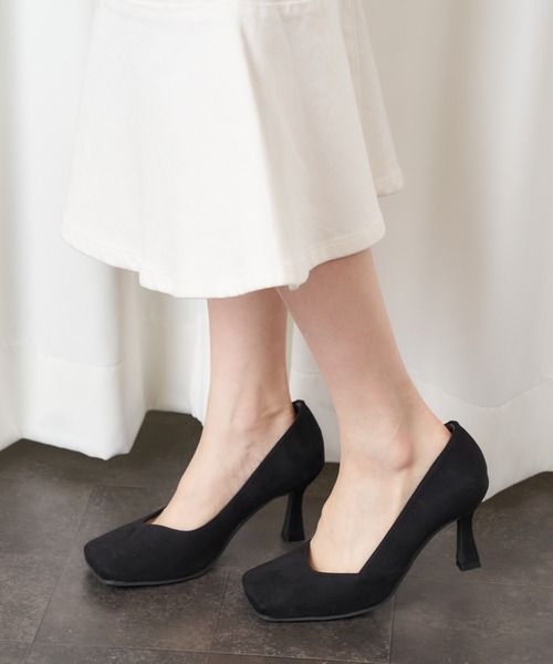 MIIA（ミーア）の「スクエアパンプス（パンプス・レディース・ライトグレー/ブラック/ピンク・M/L）」の2枚目の写真