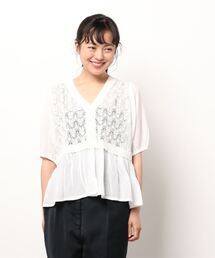 ehka sopo | 透かし編みドッキングブラウス(シャツ/ブラウス)