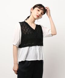 ehka sopo | 透かし編みドッキングブラウス(シャツ/ブラウス)
