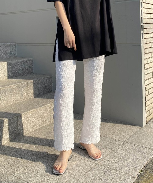 AS KNOW AS PINKY(アズノゥアズピンキー)の「ランダムにWAVYなパンツ(その他パンツ・レディース・オフホワイト/イエロー/ブルー・FREE)」の2枚目の写真