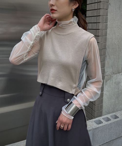 &g'aime（アンジェム）の「【&g'aime】シアータートルネックトップス（Tシャツ/カットソー・レディース・ブラック/ブラウン/アイボリー・FREE）」の2枚目の写真