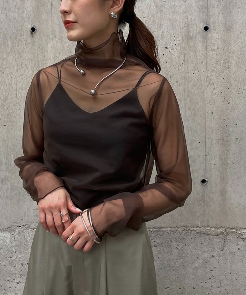 &g'aime（アンジェム）の「【&g'aime】シアータートルネックトップス（Tシャツ/カットソー・レディース・ブラック/ブラウン/アイボリー・FREE）」の22枚目の写真