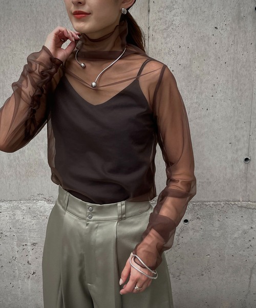 &g'aime（アンジェム）の「【&g'aime】シアータートルネックトップス（Tシャツ/カットソー・レディース・ブラック/ブラウン/アイボリー・FREE）」の21枚目の写真