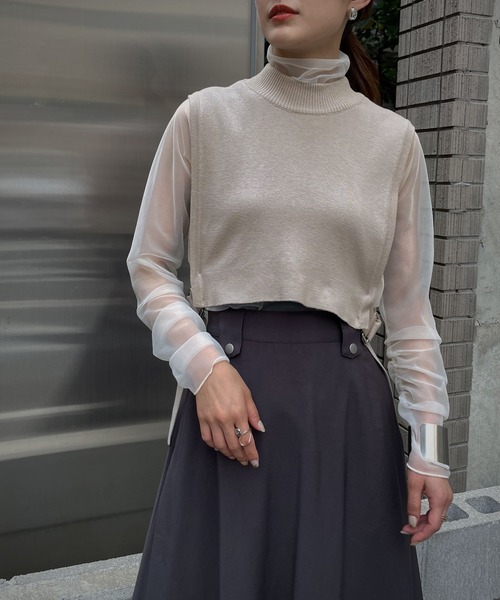 &g'aime（アンジェム）の「【&g'aime】シアータートルネックトップス（Tシャツ/カットソー・レディース・ブラック/ブラウン/アイボリー・FREE）」の6枚目の写真