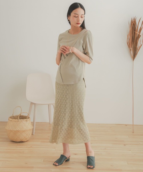 SENSE OF PLACE by URBAN RESEARCH(センスオブプレイスバイアーバンリサーチ)の「レイヤードボタンディテールトップ(Tシャツ/カットソー・レディース・イエロー/ブラック/ライトベージュ・ONE)」の8枚目の写真