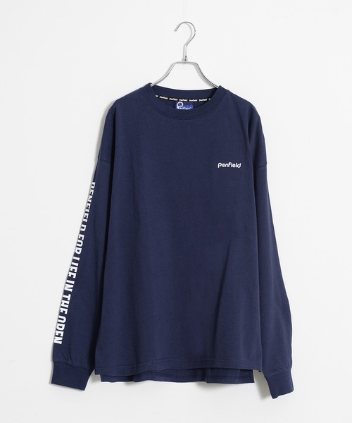 PEN FIELD(ペンフィールド)の「【Penfield/ペンフィールド】ワンポイント刺繍 バックプリント 袖プリント ビックシルエット ロンT(Tシャツ/カットソー・メンズ・ミント/ダークブルー/グレイッシュベージュ・LL/M/L)」の3枚目の写真