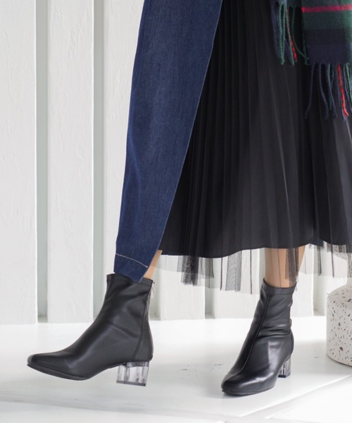 VIVIAN（ヴィヴィアン）の「クリアヒールストレッチショートブーツ（ブーツ・レディース・ブラック/ダークブラウン/アイボリー/グレー系その他7・LL/S/M/L）」の6枚目の写真