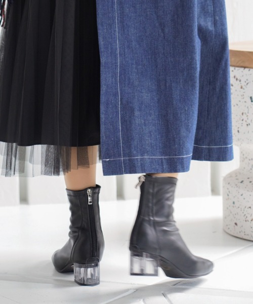 VIVIAN（ヴィヴィアン）の「クリアヒールストレッチショートブーツ（ブーツ・レディース・ブラック/ダークブラウン/アイボリー/グレー系その他7・LL/S/M/L）」の17枚目の写真